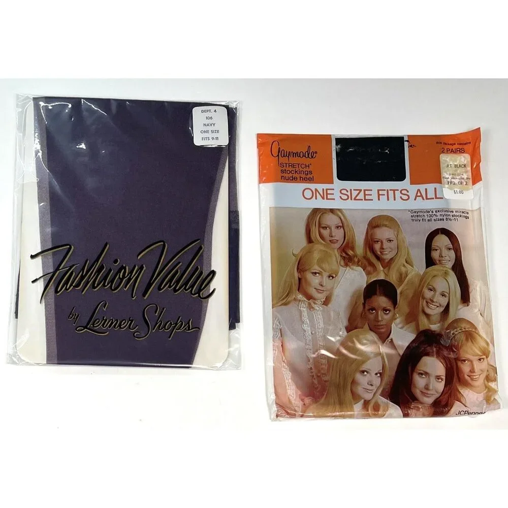 VTG 3pr Womens OSFA Stretch Stockings Hosiery Gaymode & Lerner Shops NIP NEW